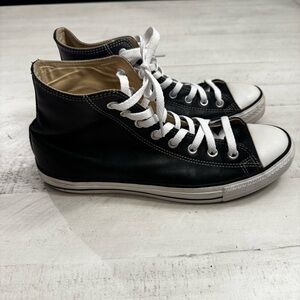 Vintage Converse All Leather Black and White High-Top